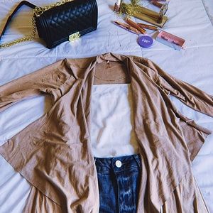 Long brown suede cardigan super warm and beautiful!